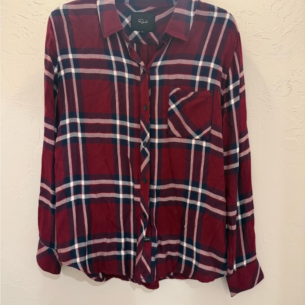Red Plaid Button-Up Shirt